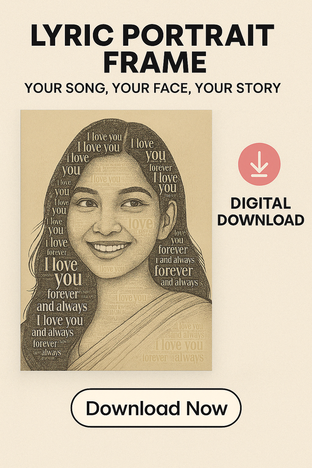 Lyric Portrait Frame – Your Song, Your Face, Your Story